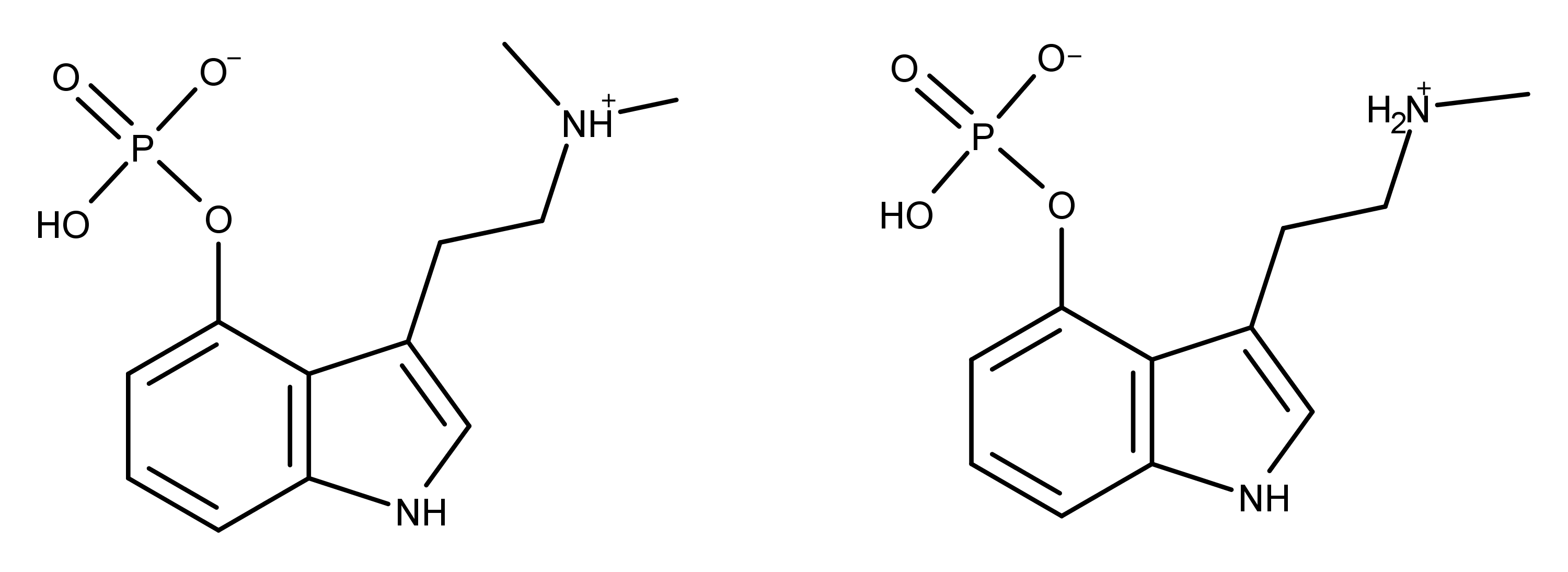 The chemical structures of psilocybin and baeocystin.