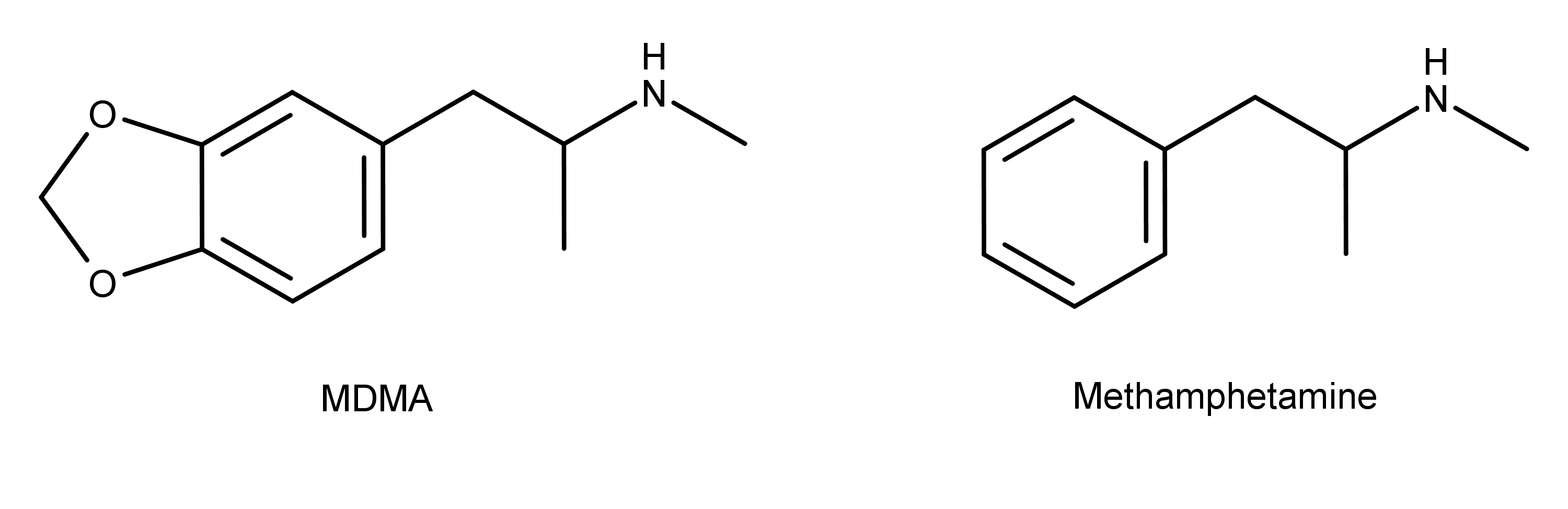 mdma and methamphetamine molecular structure