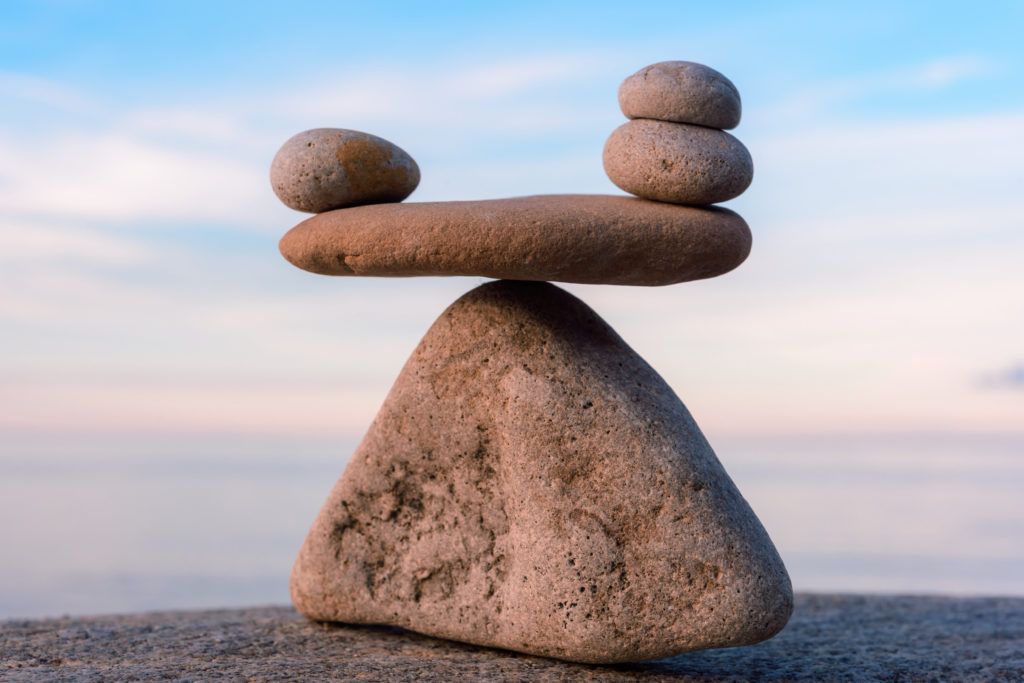 A rock cairn on a beach.